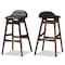 Baxton Studio Bloom Black Upholstered Walnut Finishing 30-Inches Bar Stool, PK2 123-6797 - alternate 3